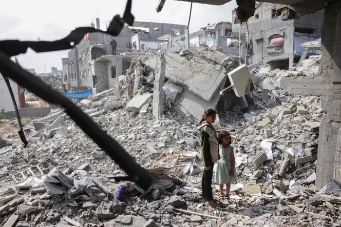 Beit Lahia, dans le nord de la bande de Gaza, à la suite de frappes israéliennes, le 28 avril 2025.