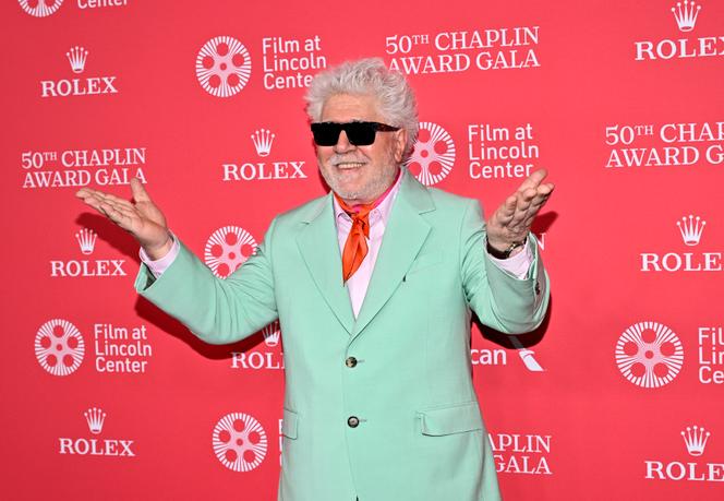 Le réalisateur espagnol Pedro Almodovar, lors du 50ᵉ gala des Chaplin Awards, à New York, lundi 28 avril 2025.