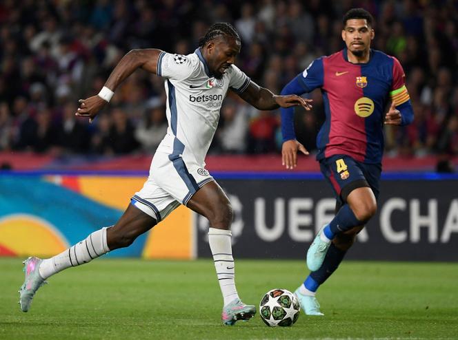 L’attaquant de l’Inter Milan Marcus Thuram, lors de la demi-finale aller de la Ligue des champions face au FC Barcelone, le 30 avril 2025, à Barcelone.