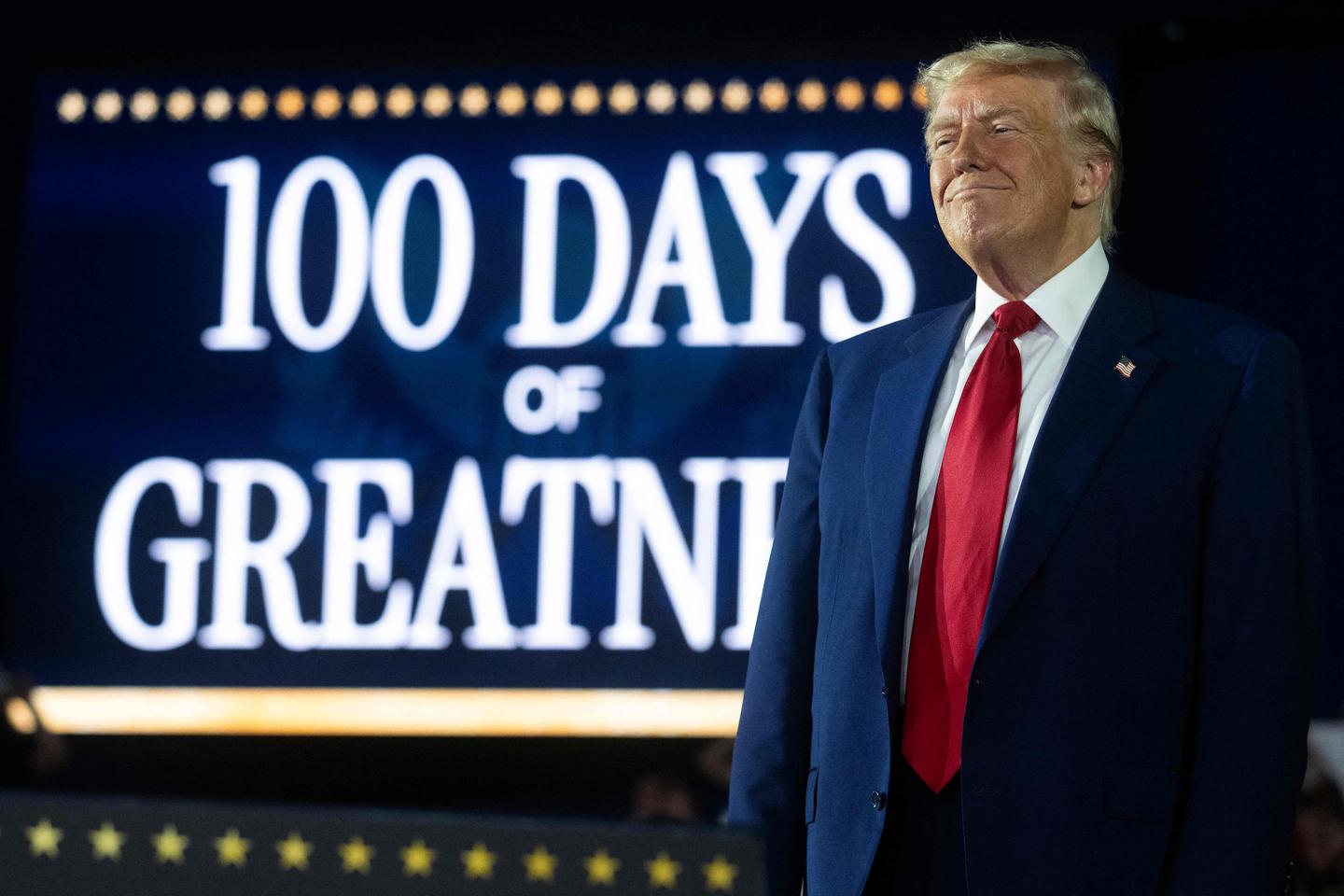 Trump celebrates 100 days in office in front of his supporters, despite growing concern over the economy