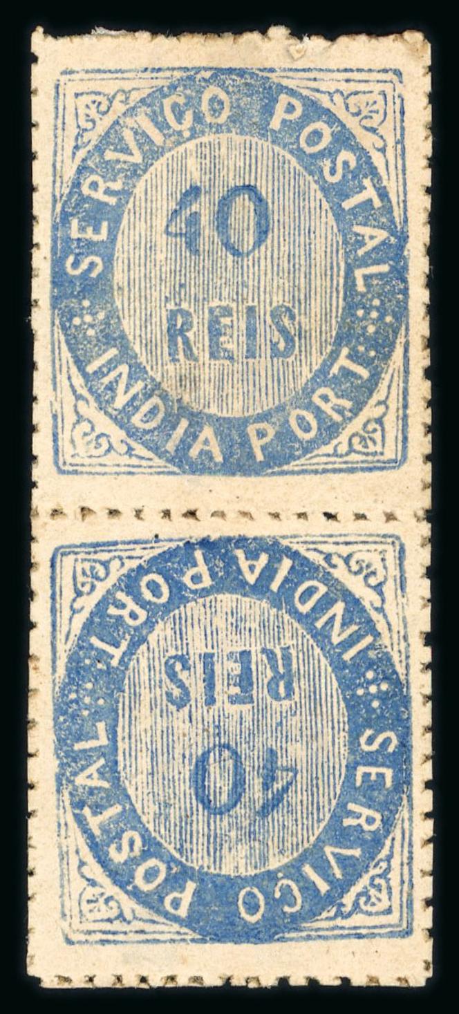 Inde, 40 roupies bleu (Inde portugaise), paire tête-bêche neuve (sept connues), 8 000/12 000 livres.