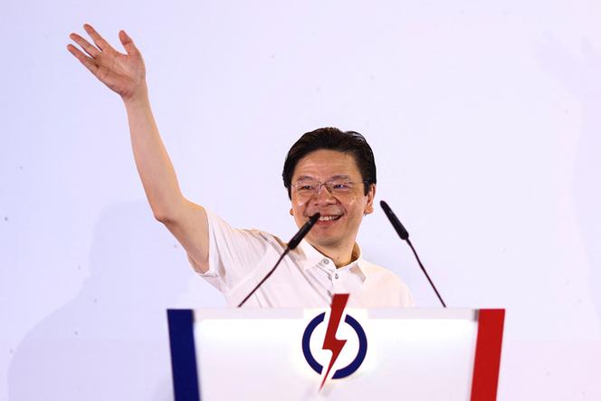 Le premier ministre de Singapour, Lawrence Wong, lors des résultats des élections générales, à Singapour, le 4 mai 2025.