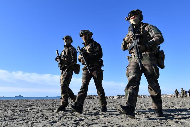 Des soldats français, lors d’un exercice militaire à Frontignan (Hérault), le 26 février 2023.