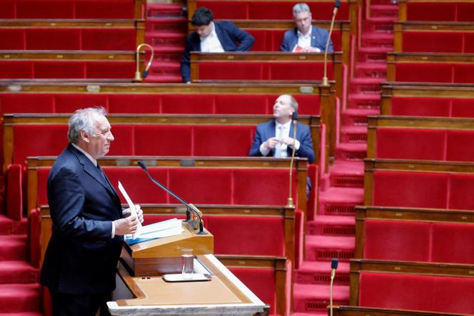 The Prime Minister, François Bayrou, during a parliamentary debate on energy sovereignty, in the National Assembly, in Paris, on April 28, 2025.