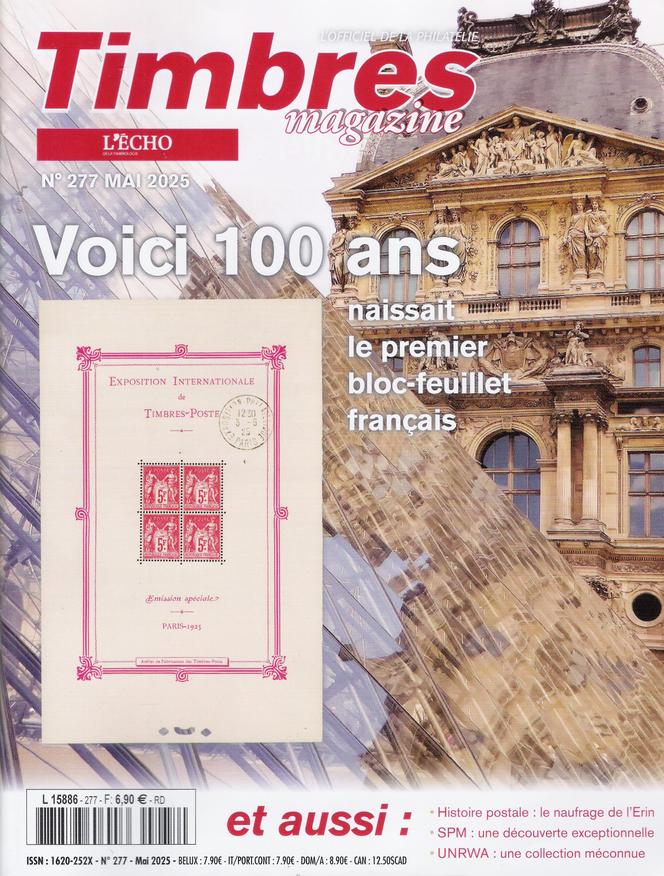 « Timbres magazine », mai 2025, n ° 277, 108 pages. En vente en kiosques (6,90 euros).