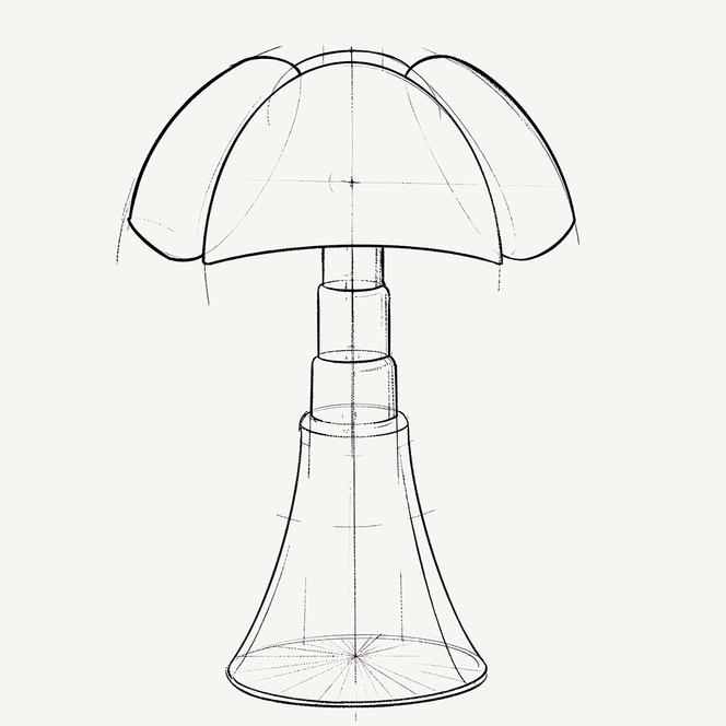 Illustration d’après la lampe Pipistrello de l’éditeur Martinelli Luce.