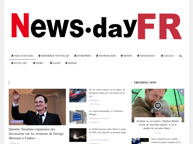 Capture écran de la page d’accueil du site « News.DayFr  »