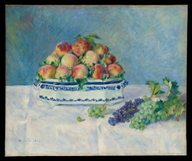 Le tableau « Nature morte avec pêches et raisins » (1881), d’Auguste Renoir que possède le Metropolitan Museum of Arts, à New York. La notice en ligne indique qu’une réplique, ou un faux, a été vendue à Drouot, à Paris, le 10 décembre 1943.