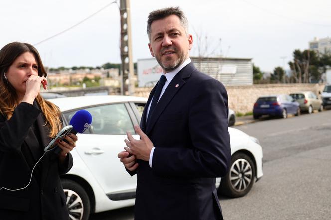 Le député RN Franck Allisio, lors du rassemblement de soutien à la présidente du groupe, Marine Le Pen, à Marseille, le 5 avril 2025.