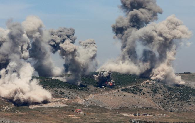 Dans le district de Nabatiyé, à la suite de frappes israéliennes vues depuis Marjayoun, dans le sud du Liban, le 8 mai 2025.