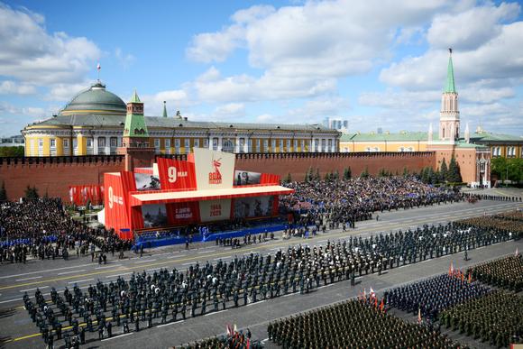 La place Rouge, lors du défilé militaire marquant le 80ᵉ anniversaire de la victoire sur l’Allemagne nazie pendant la seconde guerre mondiale, à Moscou, le 9 mai 2025.