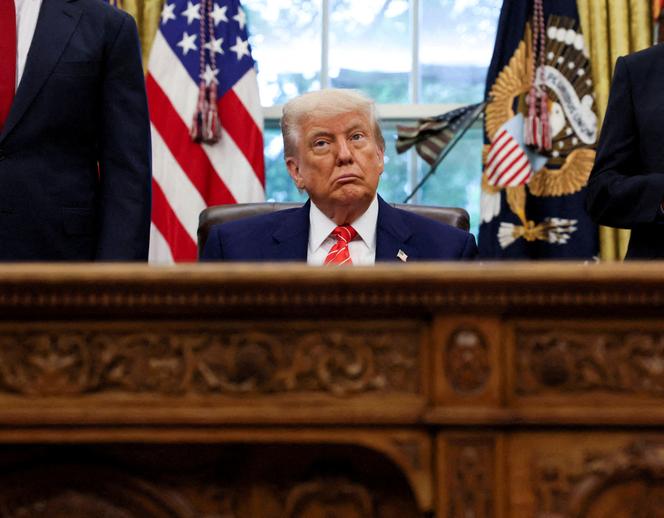 Donald Trump, président des Etats-Unis, le 8 mai 2025, dans le bureau ovale, à Washington.