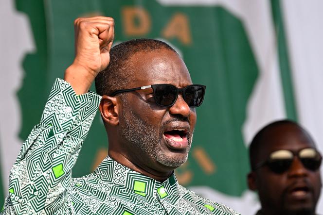 Tidjane Thiam, alors président du Parti démocratique de Côte d’Ivoire (PDCI), lors d’un meeting à Aboisso, le 21 décembre 2024.
