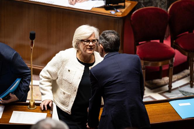 La ministre du travail, de la santé, des solidarités et des familles, Catherine Vautrin, et le ministre de l’intérieur, Bruno Retailleau, à l’Assemblée nationale, à Paris, le 7 mai 2025.