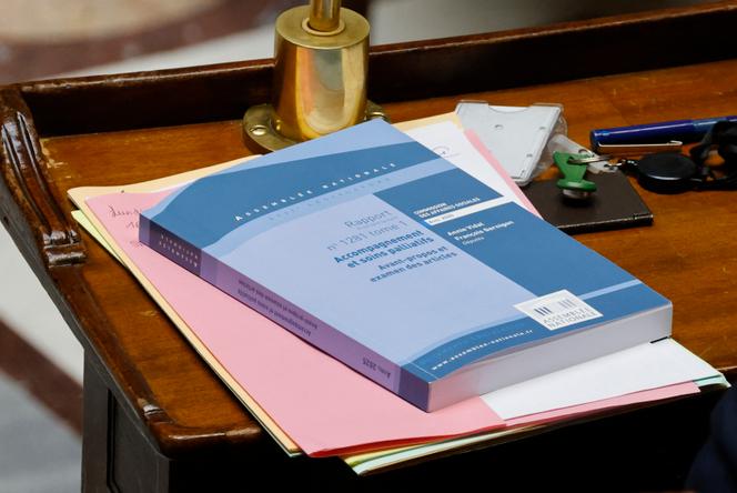 Le rapport sur l’accompagnement et soins palliatifs de la commission des affaires sociales, à l’Assemblée nationale, à Paris, le 12 mai 2025.