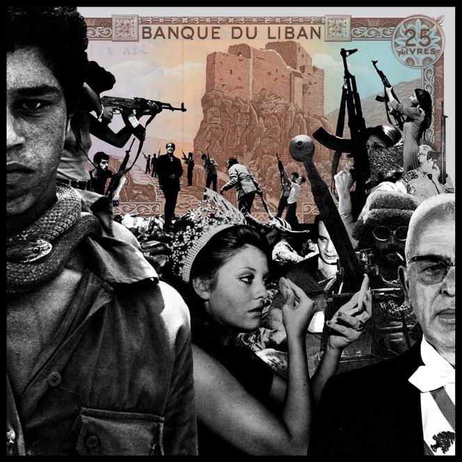 « Holding the fort : 1973 » (« tenir le fort : 1973 ») d’Alfred Tarazi, une œuvre appartenant à la série de collages « A Nation’s Inflation » (2008). L’artiste utilise les billets de banque libanais de l’époque comme toile de fond des événements et des personnages qui ont façonné l’histoire contemporaine de son pays.