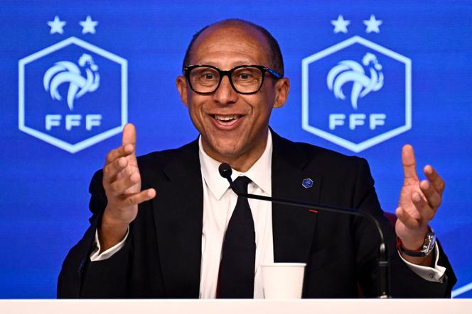 Philippe Diallo، رئيس الاتحاد الفرنسي لكرة القدم، خلال مؤتمر صحفي في باريس 12 مايو 2025.
