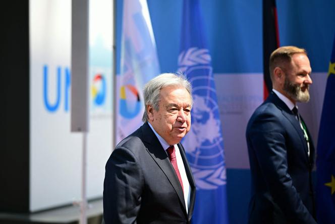 Le secrétaire général des Nations unies, Antonio Guterres, lors de la Conférence ministérielle 2025 sur le maintien de la paix, à Berlin, le 13 mai 2025.