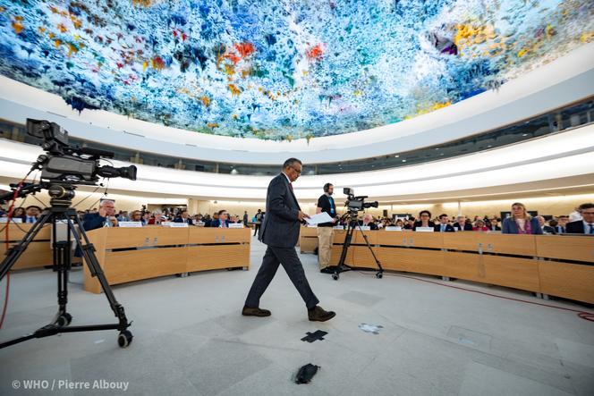 Le directeur général de l’OMS, Tedros Adhanom Ghebreyesus, lors de la 77e assemblée mondiale de la santé, à Genève, en Suisse, le 28 mai 2024.