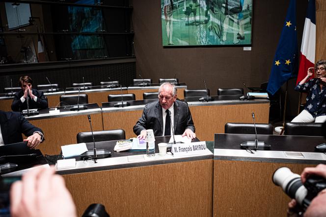 Le premier ministre, François Bayrou, lors de son audition par la commission d’enquête sur les violences dans les établissements scolaires à l’Assemblée nationale, à Paris, le 14 mai 2025.