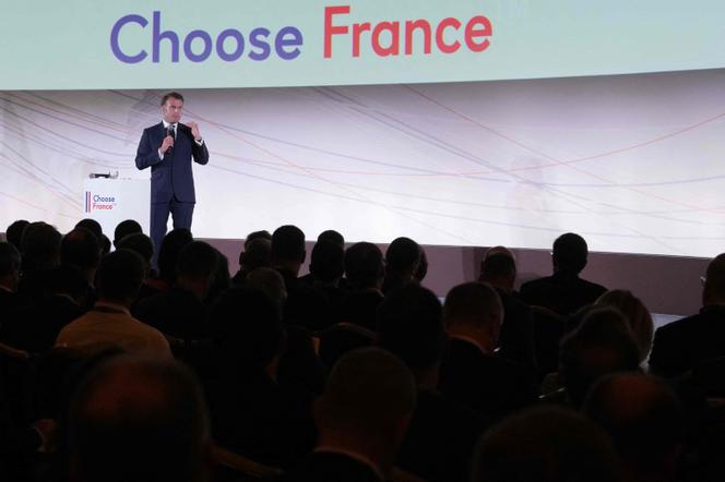 Emmanuel Macron, lors de la conférence des marchés mondiaux, avant le sommet Choose France, à Paris, le 15 mai 2025.
