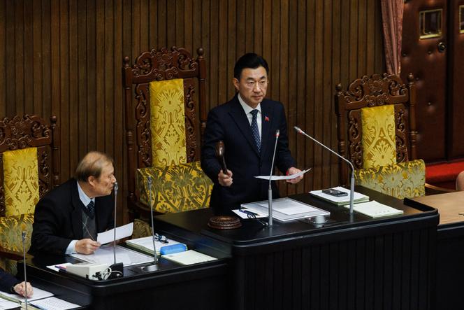 Chiang Chi-Chen, le vice-président du Parlement taïwanais, le Yuan législatif, au Parlement, à Taipei, le 21 janvier 2025.