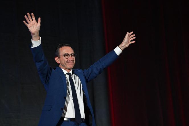 Le ministre de l’intérieur, Bruno Retailleau, lors de son dernier jour de campagne pour la présidence du parti Les Républicains, à Nîmes, le 16 mai 2025.