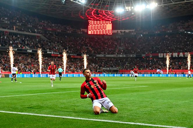 L’attaquant algérien de Nice Badredine Bouanani, lors d’un match de Ligue 1 entre l’OGC Nice et le Stade brestois, 17 mai 2025 à Nice.