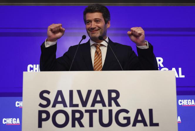 André Ventura, leader du parti politique d’extrême droite portugais Chega, à Lisbonne, au Portugal, le 19 mai 2025.