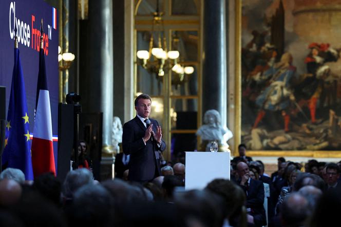 Le président Emmanuel Macron lors d’une intervention au sommet Choose France, au château de Versailles, le 19 mai 2025.
