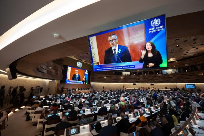 Le directeur général de l’Organisation mondiale de la santé (OMS), Tedros Adhanom Ghebreyesus, lors de l’Assemblée mondiale de la santé, à Genève, le 19 mai 2025.
