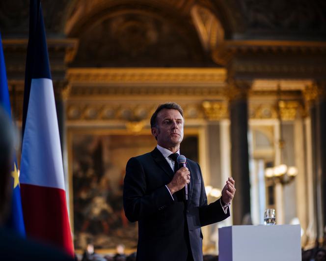 Le président de la République, Emmanuel Macron, lors du sommet Choose France, à Versailles, le 19 mai 2025.