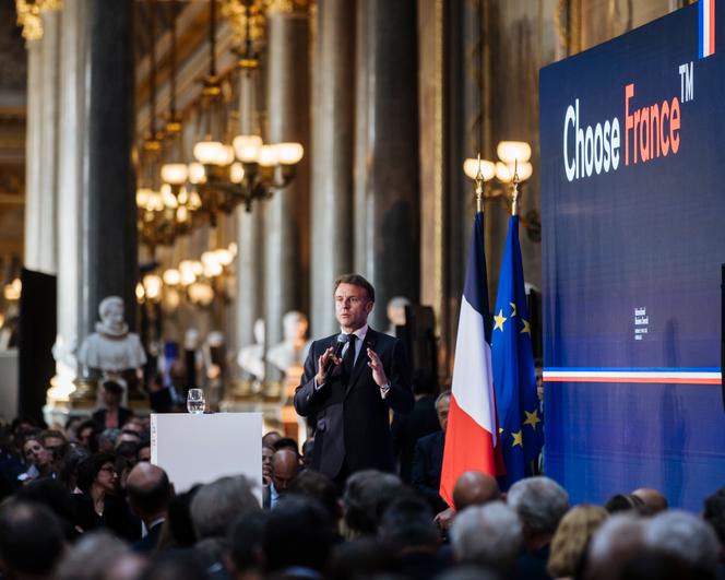 Emmanuel Macron, lors du sommet Choose France, à Versailles (Yvelines), le 19 mai 2025.