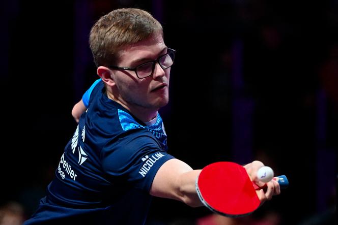 Le pongiste français Alexis Lebrun, lors du WTT Champions de Montpellier, le 26 octobre 2024 à Montpellier.