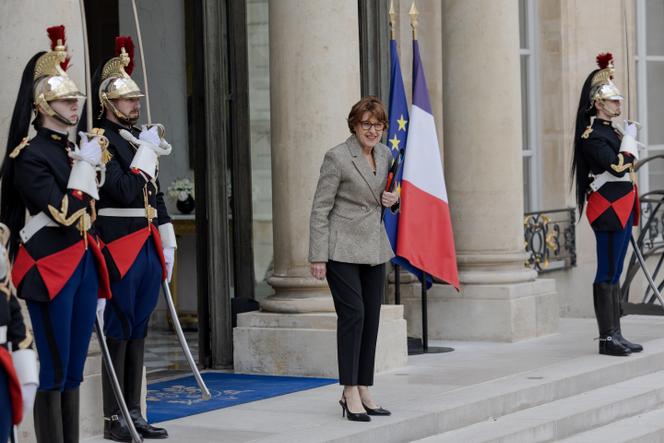 La ministre de l’agriculture, Annie Genevard, à la sortie du conseil des ministres, à l’Elysée. A Paris, le 7 mai 2025.