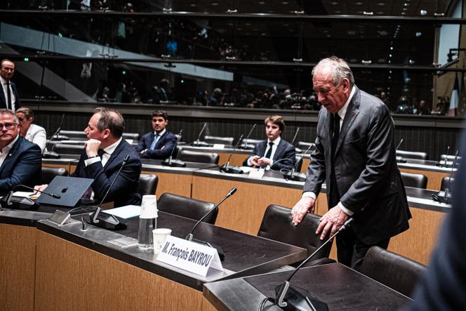 Le premier ministre, François Bayrou, lors de son audition par la commission d’enquête sur les violences dans les établissements scolaires, à l’Assemblée nationale, à Paris, le 14 mai 2025.