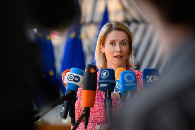 La cheffe de la diplomatie européenne, Kaja Kallas, au siège de l’Union européenne, à Bruxelles, le 20 mai 2025.