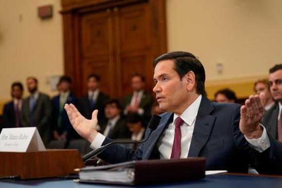 U.S. Secretary of State Marco Rubio addresses members of the Senate Foreign Relations Committee in Washington, Wednesday, May 21, 2025.