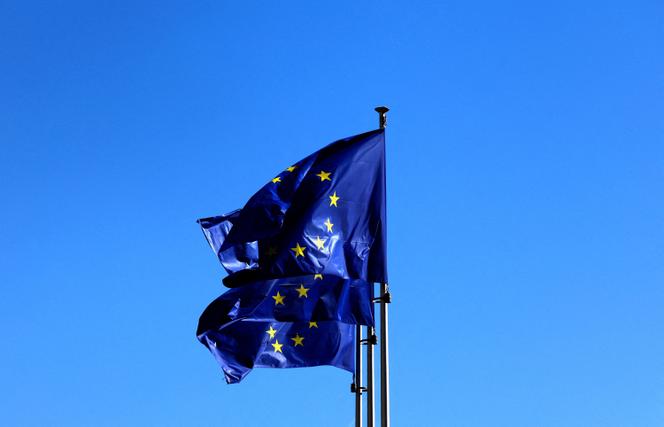 Devant les bureaux de la Commission européenne, le 18 mars 2025, à Bruxelles.