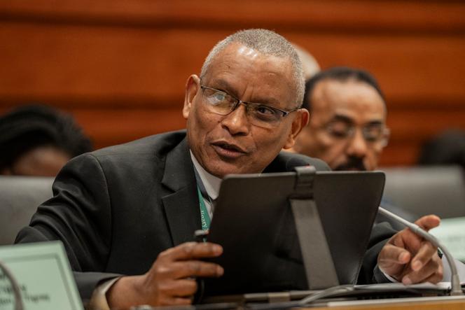 Le leader du Front populaire de libération du Tigré (TPLF), Debretsion Gebremichael, au siège de l’Union africaine à Addis-Abeba (Ethiopie) le 16 février 2025.
