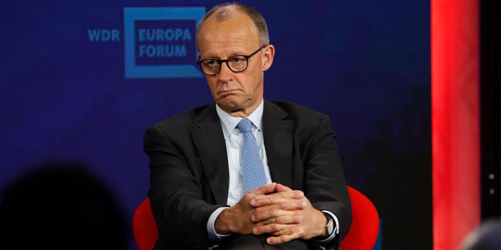 Le chancelier allemand, Friedrich Merz, lundi après-midi, lors d’un forum organisé par la chaîne de télévision publique allemande WDR. - ODD ANDERSEN / AFP