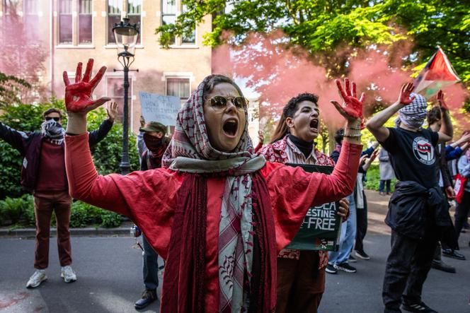 Le rassemblement à l’occasion de la célébration du 50e anniversaire du Centre d’information et de documentation sur Israël, le 18 mai 2025, à Amsterdam, aux Pays Bas.
