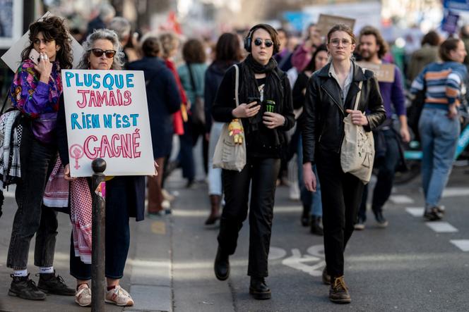 Manifestation à l’occasion de la Journée internationale des droits des femmes, à Paris, le 8 mars 2025.