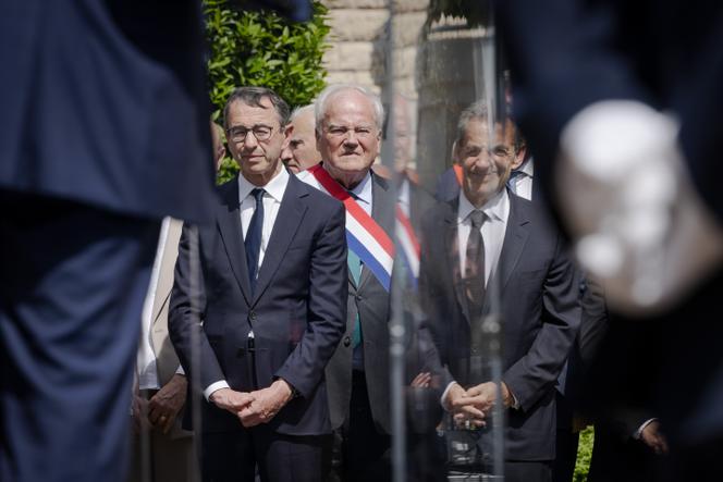 Le ministre de l’intérieur, Bruno Retailleau, et l’ancien président de la République, Nicolas Sarkozy, à Villiers-sur-Marne (Val-de-Marne), le 20 mai 2025.