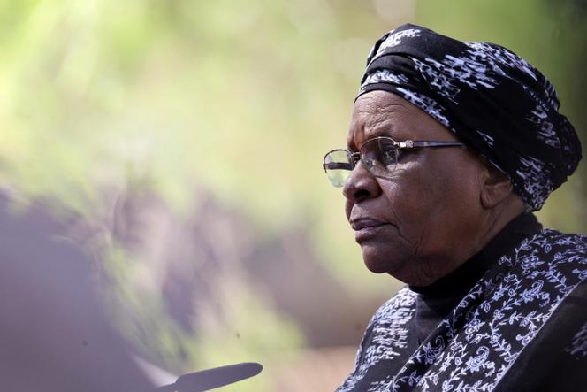 La présidente de Namibie, Netumbo Nandi-Ndaitwah, lors de la première commémoration du génocide des Herero et des Nama, à Windhoek, le 28 mai 2025.