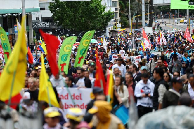 Manifestation en faveur d’une réforme du travail proposée par le gouvernement du président colombien Gustavo Petro, à Bogota, le 28 mai 2025.