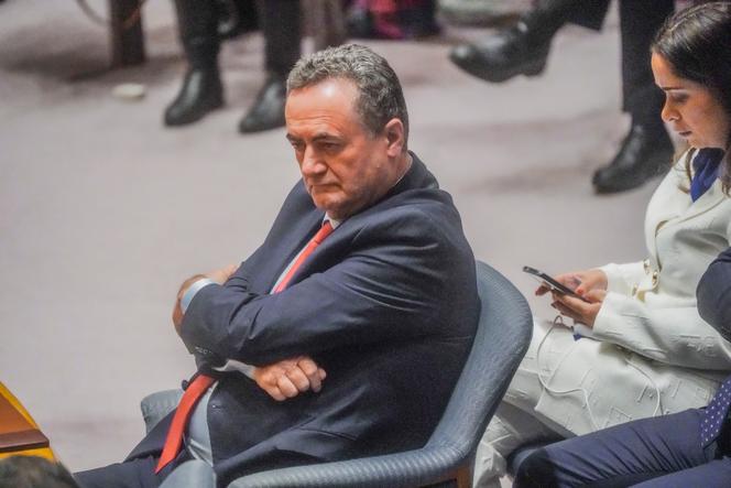 Le ministre israélien des affaires étrangères, Israël Katz, lors d’une réunion du Conseil de sécurité des Nations unies sur la guerre à Gaza, au siège de l’ONU, à New York, le 11 mars 2024.
