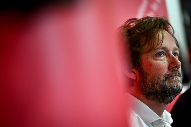 Le député des Landes, président du groupe socialiste à l’Assemblée Nationale et candidat à la tête du Parti socialiste Boris Vallaud, durant un meeting à la fédération socialiste de Dordogne, dans le cadre d’un déplacement de campagne. A Périgueux, le 10 mai 2025.