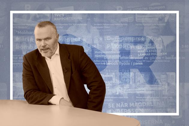 Photomontage. Richard Sorman, rédacteur en chef de la chaîne YouTube suédoise « Riks », lors d’une émission mise en ligne le 2 mars 2025.