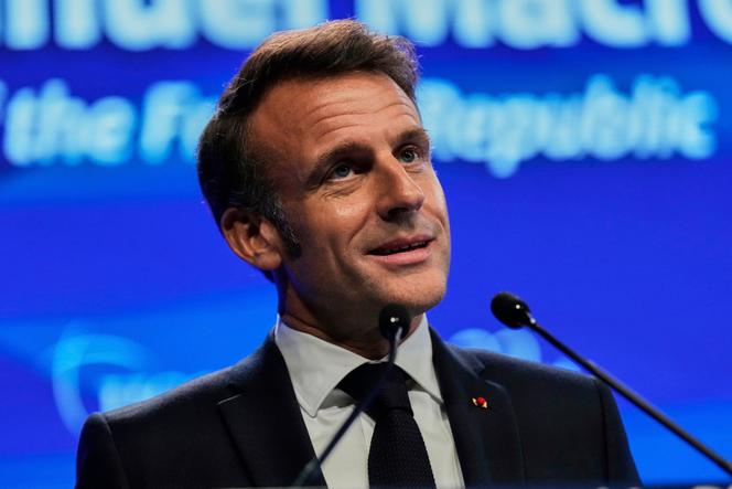 Emmanuel Macron prononce son discours lors de la 22ᵉ édition du Dialogue de Shangri-La à Singapour, vendredi 30 mai 2025.
